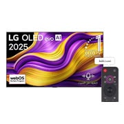 LG تلفزيون LG OLED evo AI G5 مقاس 77 بوصة بدقة 4K 165Hz ومدعوم بجهاز التحكم AI Magic remote وواجهة webOS25 طراز عام 2025 , صورة أمامية لتلفزيون LG OLED evo AI G5 4K Smart TV. يظهر شعار OLED رقم 1 على مستوى العالم لمدة 12 عامًا وشعار LG OLED evo AI 2025 على الشاشة., OLED77G56LA, thumbnail 1