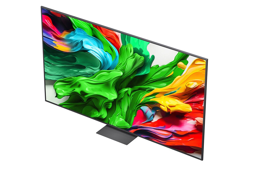 LG تلفزيون LG QNED evo AI QNED86 ‏86 بوصة MiniLED بدقة 4K و120Hz، ريموت سحري، نظام webOS25 إصدار 2025, يضيء معالج alpha 8 AI Processor Gen2 باللون البرتقالي والوردي، وتنطلق منه آشعة ضوئية ملونة. يشير العنوان إلى كيفية تقديم المعالج لجودة 4K ولون مذهل وسطوع مذهل. يُظهر النص أن أداء وحدة المعالجة العصبية, 86QNED86A6A, thumbnail 6