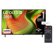 LG تلفزيون LG OLED AI B5 الذكي مقاس 55 بوصة بدقة 4K 120Hz ومدعوم بجهاز التحكم AI Magic remote وواجهة webOS25 طراز عام 2025 , صورة أمامية لتلفزيون LG OLED AI B5 4K Smart TV. يظهر شعار OLED رقم 1 على مستوى العالم لمدة 12 عامًا وشعار LG OLED AI 2025 على الشاشة., OLED55B56LA, thumbnail 1