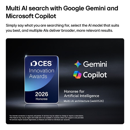 LG تلفزيون LG OLED AI B6 4K Smart TV 2026 مقاس 65بوصة, تعترف شارة 2026 CES Innovation Awards Honoree في فئة الذكاء الاصطناعي بالبحث متعدد الذكاء الاصطناعي باستخدام Google Gemini وMicrosoft Copilot., OLED65B66LA, thumbnail 6
