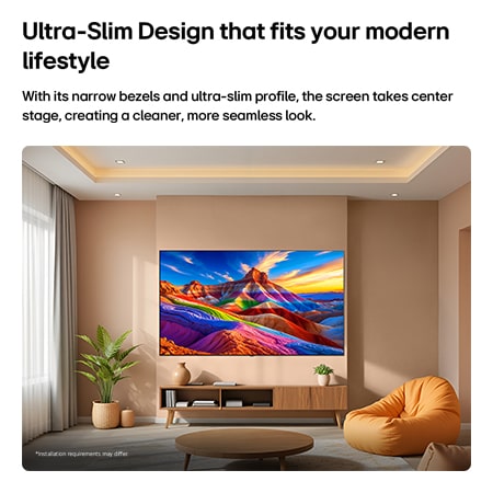 LG تلفزيون LG OLED AI B6 4K Smart TV 2026 مقاس 65بوصة, يتم تركيب LG OLED AI B6 على الحائط في مساحة معيشة أنيقة، تتميز بتصميم فائق النحافة مع حواف ضيقة، وتعرض منظرًا طبيعيًا بألوان قوس قزح مع أشكال جبلية متعددة الطبقات على الشاشة., OLED65B66LA, thumbnail 10