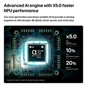 LG تلفزيون LG QNED evo AI Mini LED QNED82 4K Smart TV 2026 الذكي مقاس 85 بوصة, يتألق معالج alpha 8 AI Processor 4K Gen3 في تلفزيون LG QNED evo AI QNED82 Mini LED بإضاءة زرقاء فوق لوحة الدوائر الإلكترونية، مُبرزًا قوة معالجة الذكاء الاصطناعي مع وحدة معالجة عصبية (NPU) أسرع بمعدل , 85QNED84B6T, thumbnail 6