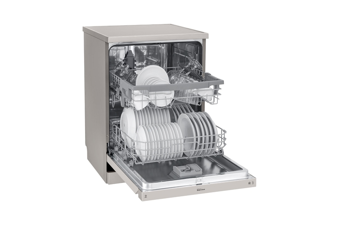 LG غسالة صحون إل جي ™QuadWash ، لون فضي بلاتيني, إعداد المكان 14، تقنية EasyRack™ Plus، محرك الدفع المباشر، تقنية ThinQ, DFB512FP, thumbnail 5
