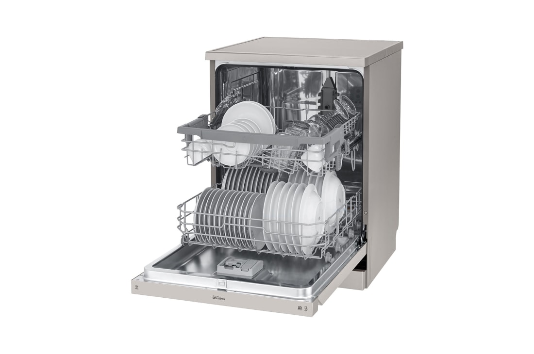 LG غسالة صحون إل جي ™QuadWash ، لون فضي بلاتيني, إعداد المكان 14، تقنية EasyRack™ Plus، محرك الدفع المباشر، تقنية ThinQ, DFB512FP, thumbnail 8