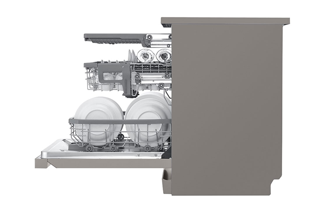 LG غسالة صحون إل جي ™QuadWash ، لون فضي بلاتيني إعداد المكان 14، تقنية EasyRack™ Plus، محرك الدفع المباشر، تقنية ThinQ, DFB425FP, thumbnail 10