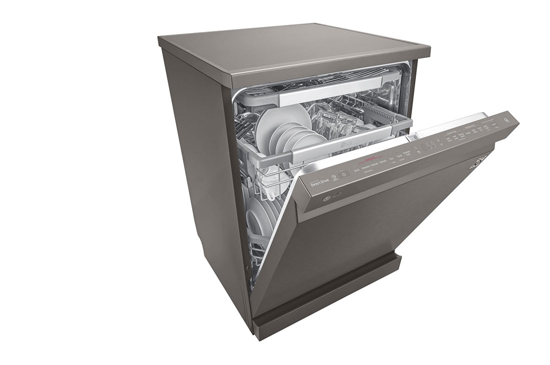 LG غسالة صحون إل جي بالبخار ™QuadWash ،إعداد المكان14، تقنية EasyRack™ Plus ، محرك الدفع المباشر، تقنية ThinQ, لون أسود ستانلستيل, DFB325HD, thumbnail 6
