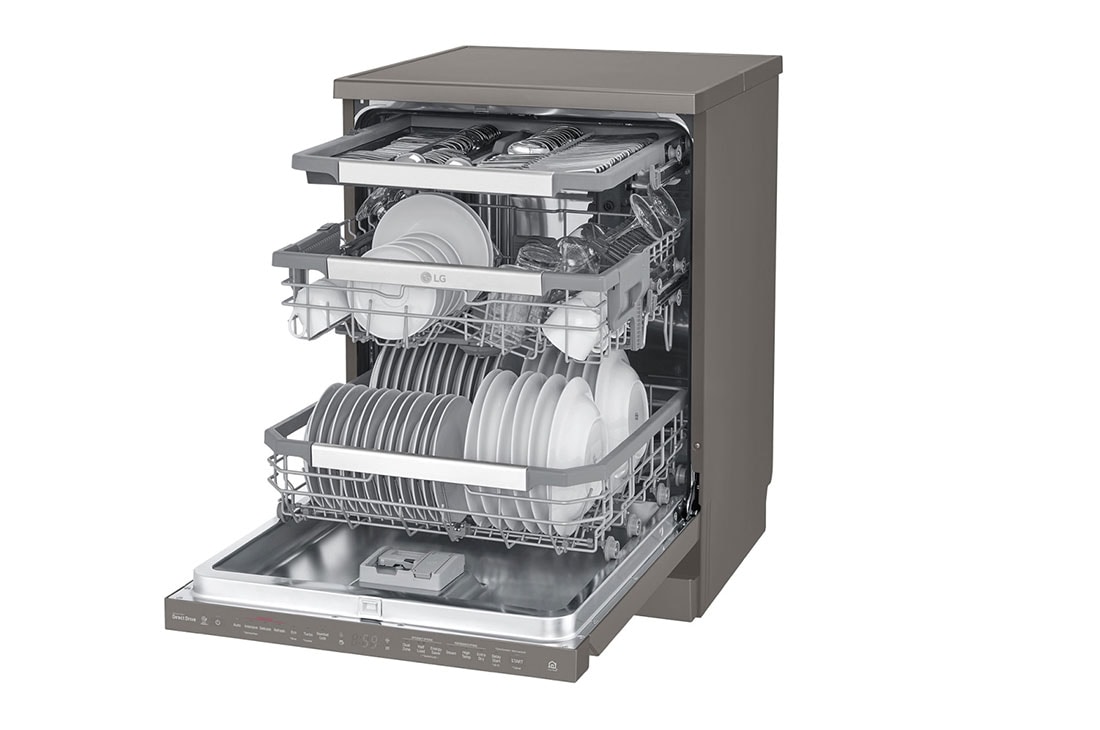 LG غسالة صحون إل جي بالبخار ™QuadWash ،إعداد المكان14، تقنية EasyRack™ Plus ، محرك الدفع المباشر، تقنية ThinQ, لون أسود ستانلستيل, DFB325HD, thumbnail 8