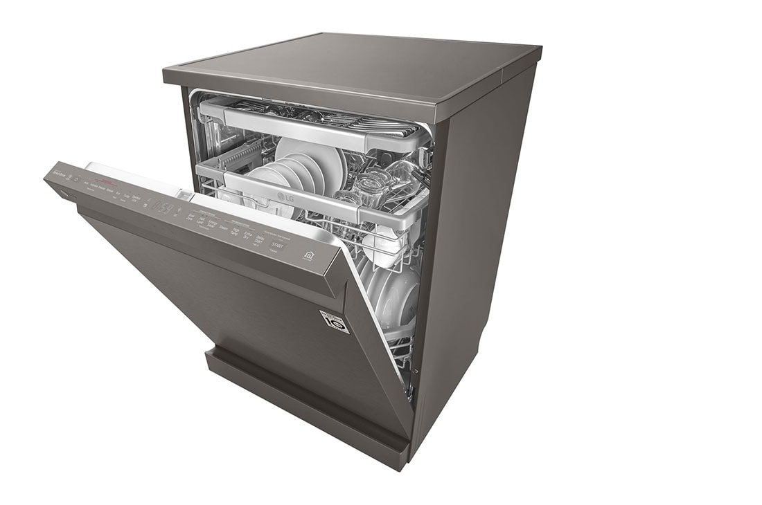 LG غسالة صحون إل جي بالبخار ™QuadWash ،إعداد المكان14، تقنية EasyRack™ Plus ، محرك الدفع المباشر، تقنية ThinQ, لون أسود ستانلستيل, DFB325HD, thumbnail 9