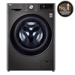 غسالة تحميل أمامي بسعة 10.5 كغ ومحرك الدفع المباشر بالذكاء الاصطناعي، بخار، لون أسود