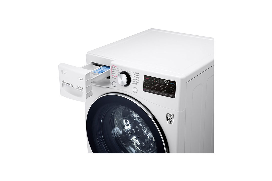 LG غسالة ونشافة بسعة 15/8 كغ وتقنية محرك الدفع المباشر بالذكاء الاصطناعي والبخار, WDL91H02PN, thumbnail 4