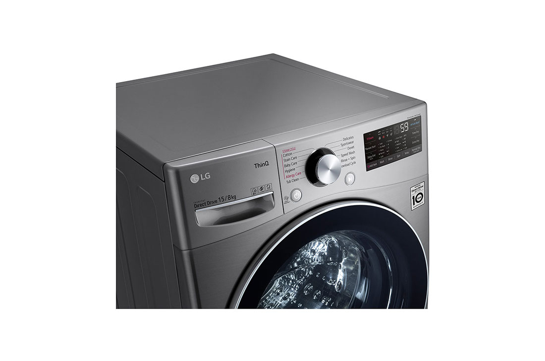 LG غسالة ونشافة بسعة 15/8 كغ وتقنية محرك الدفع المباشر بالذكاء الاصطناعي والبخار, WDL91H62PN, thumbnail 6