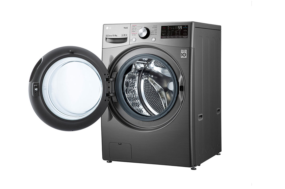 LG غسالة ونشافة بسعة 15/8 كغ وتقنية محرك الدفع المباشر بالذكاء الاصطناعي والبخار, WDL91H62PN, thumbnail 13