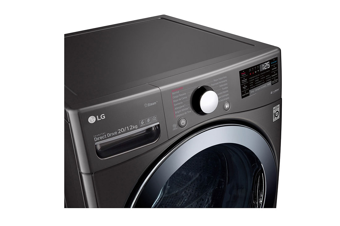 LG غسالة ونشافة بسعة 12/20 كغ وتقنية محرك الدفع المباشر والبخار لون اسود, WDV2101BRV, thumbnail 4