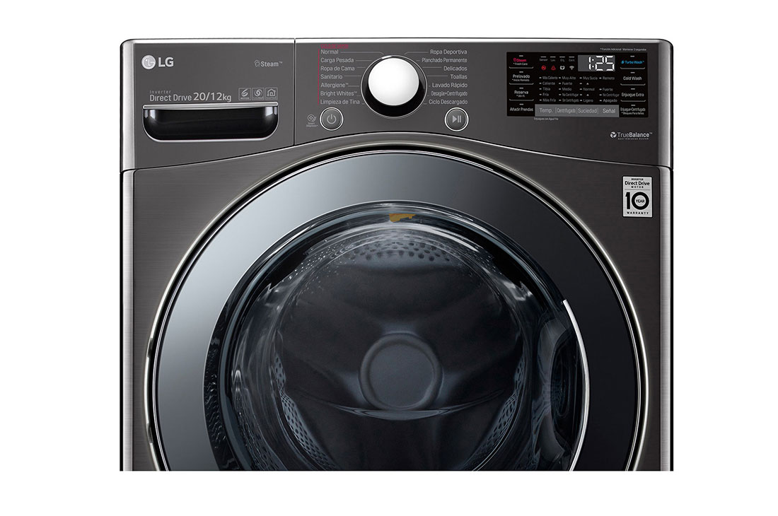 LG غسالة ونشافة بسعة 12/20 كغ وتقنية محرك الدفع المباشر والبخار لون اسود, WDV2101BRV, thumbnail 6