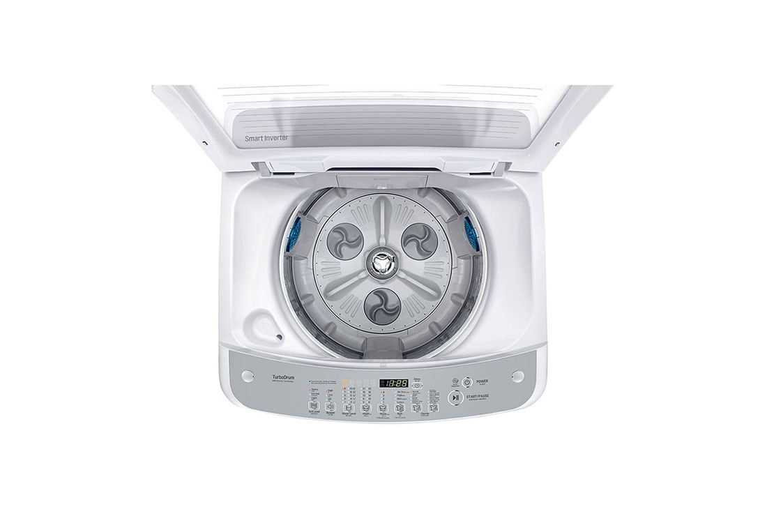 LG غسالة تحميل علوية، 13 كجم، لون أبيض, ™Smart Diagnosis™,TurboDrum, العاكس الذكي, T1488NEHT0, thumbnail 4