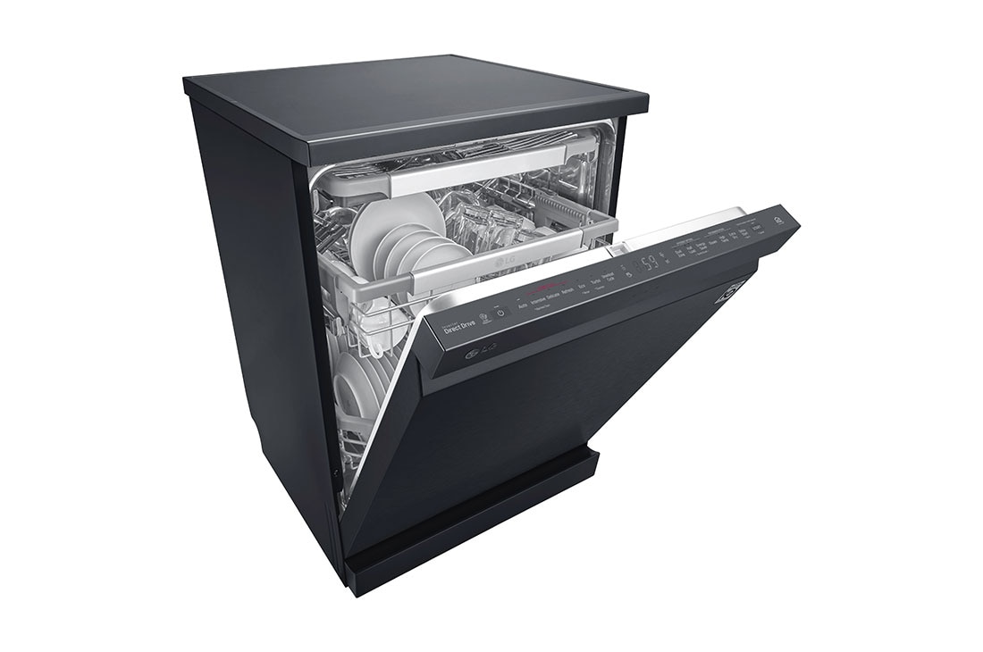 LG غسالة صحون إل جي بالبخار ™QuadWash لون أسود ،14 طقم ، تقنية EasyRack™ Plus ، محرك الدفع المباشر, DFB325HM, DFB325HM, thumbnail 3
