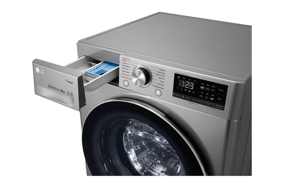LG غسالة تحميل أمامي بسعة 9 كغ ومحرك الدفع المباشر بالذكاء الاصطناعي، بخار، لون فضي, F4V5VYP2T, F4V5VYP2T, thumbnail 6