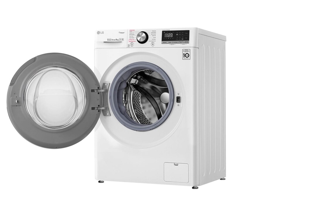 LG غسالة تحميل أمامي بسعة 9 كغ ومحرك الدفع المباشر بالذكاء الاصطناعي، بخار، لون أبيض, F4V5VYP0W, F4V5VYP0W, thumbnail 12