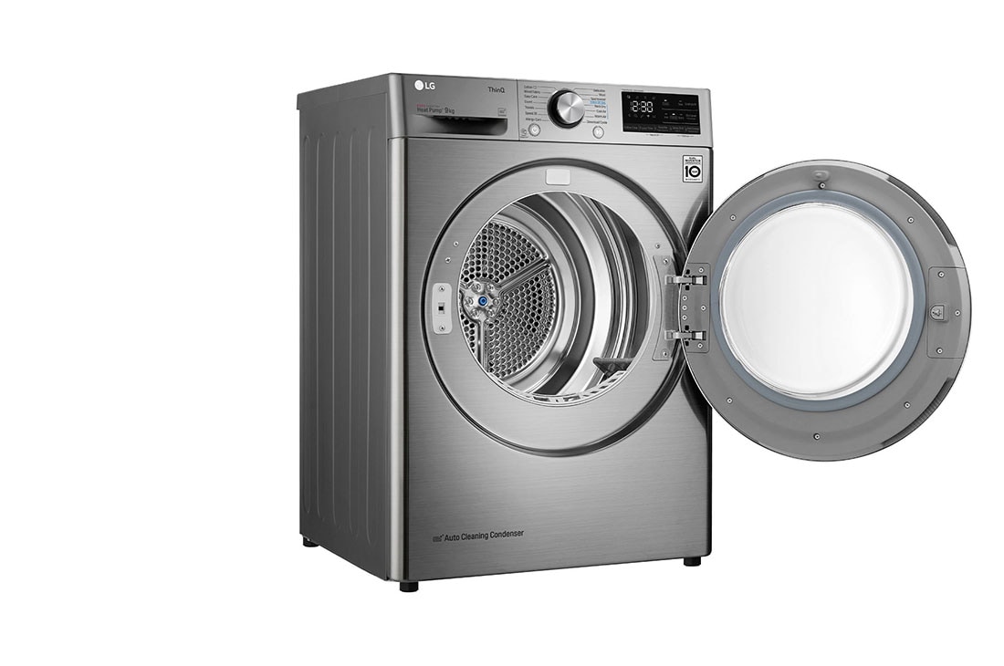 LG نشافة  توفير الطاقة بالمضخة الحرارية 9كغم لون فضي, الجهة اليمنى مفتوحة, RH1077SVK, thumbnail 13