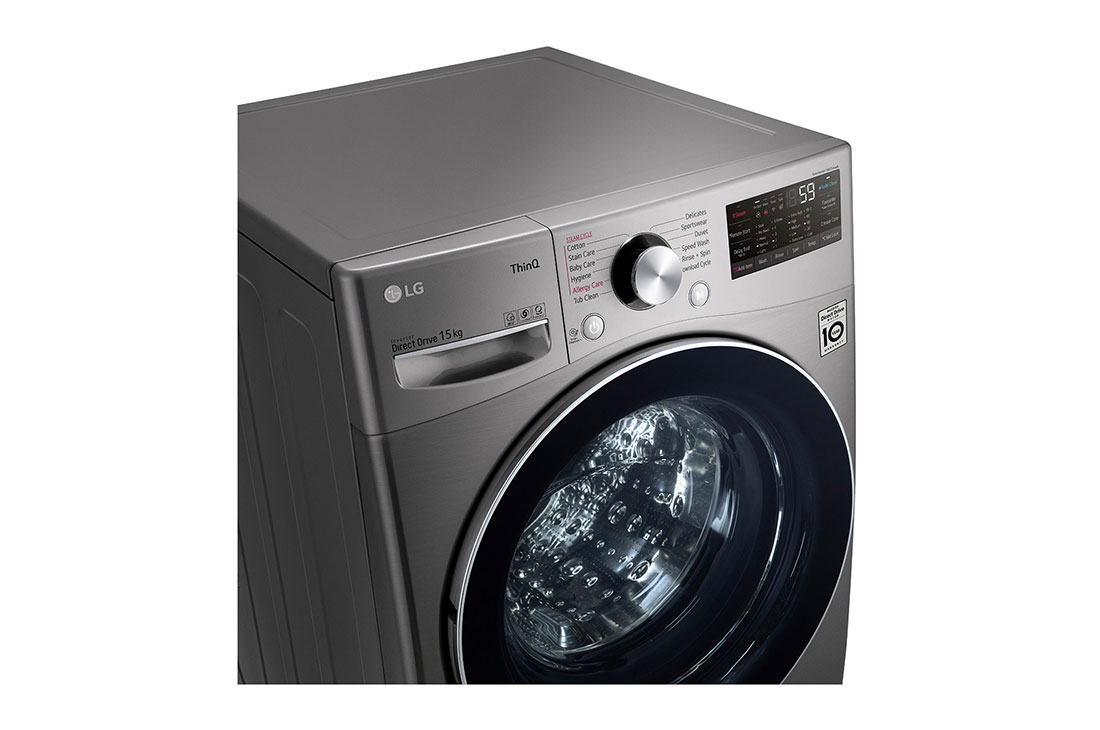 LG غسالة بسعة 15 كغ وتقنية محرك الدفع المباشر بالذكاء الاصطناعي والبخار لون سلفر, WL91H62PN, WL91H62PN, thumbnail 4