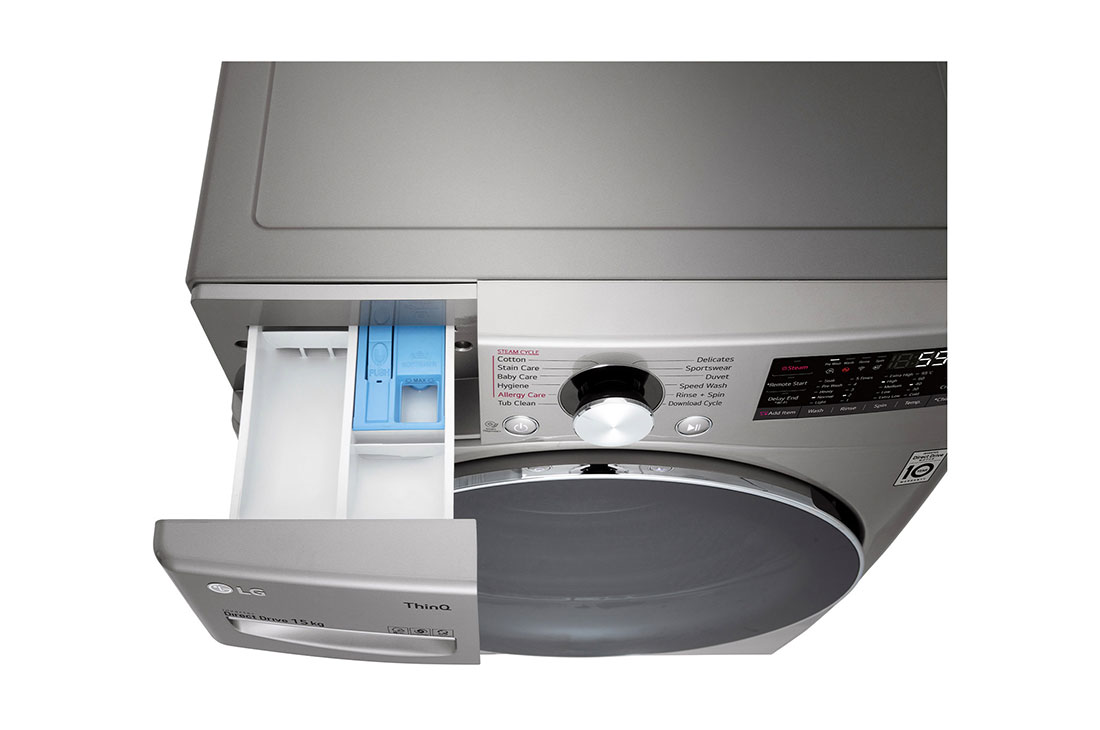 LG غسالة بسعة 15 كغ وتقنية محرك الدفع المباشر بالذكاء الاصطناعي والبخار لون سلفر, WL91H62PN, WL91H62PN, thumbnail 8