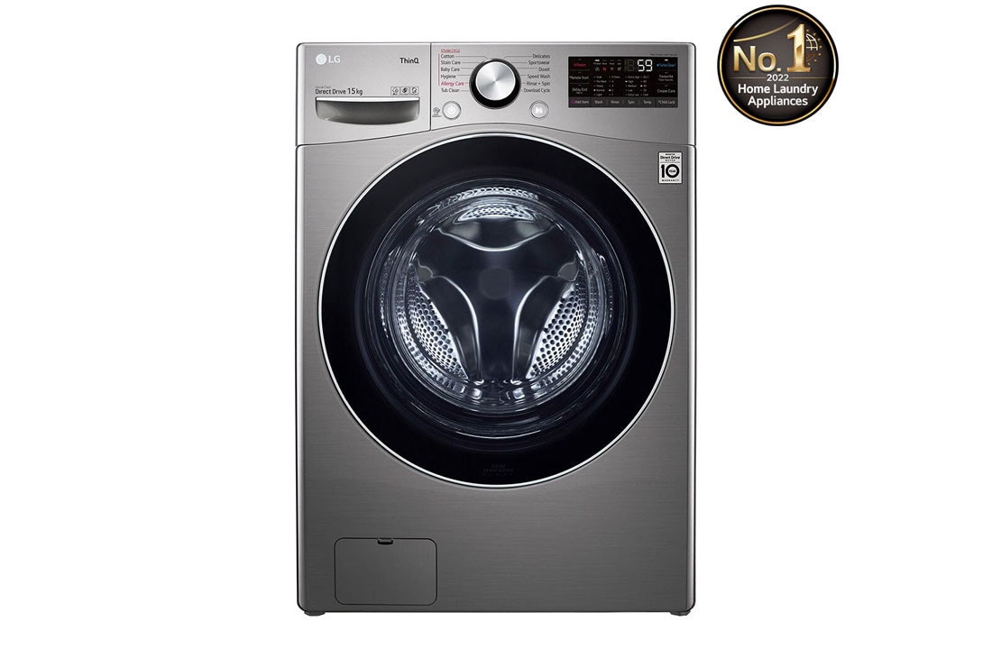 LG غسالة بسعة 15 كغ وتقنية محرك الدفع المباشر بالذكاء الاصطناعي والبخار لون سلفر, WL91H62PN, WL91H62PN