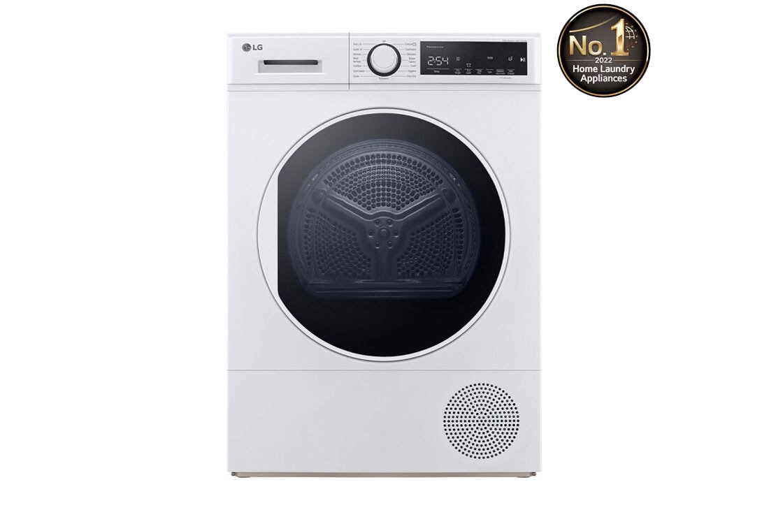 LG نشافة LG بالمضخة الحرارية، سعة 8 كغم، تصنيف ++A لون أبيض, front, RH80T2AP6RM