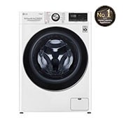 LG غسالة ونشافة بسعة 7/10.5 كغ وتقنية محرك الدفع المباشر بالذكاء الاصطناعي والغسيل السريع لون أبيض, Front view, F4V9RCP2W, thumbnail 1