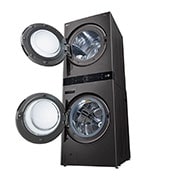LG غسالة ونشافة تحميل أمامي ™LG WashTower مع لوحة تحكم مركزية ، لون أسود ستانليس، 13 كجم غسالة و 10 كجم نشافة, Right Side View with Doors open, WT1310BRP, thumbnail 13