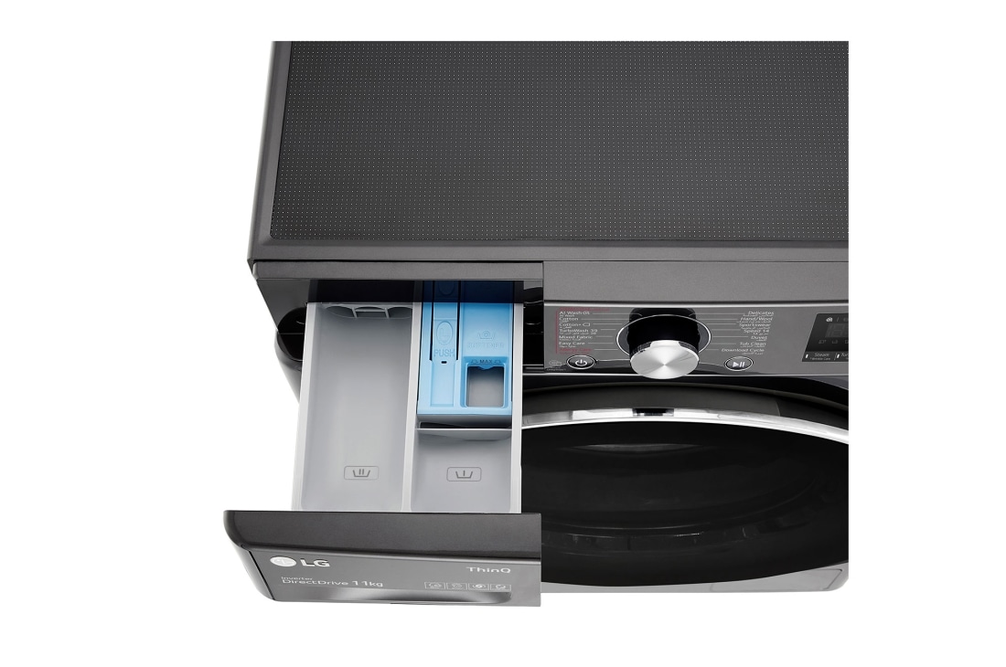 LG غسالة تعبئة أمامية بسعة 11 كغ , AI DD,  +Steam  ™,لون اسود, front tray open, WR9011PBG, thumbnail 7