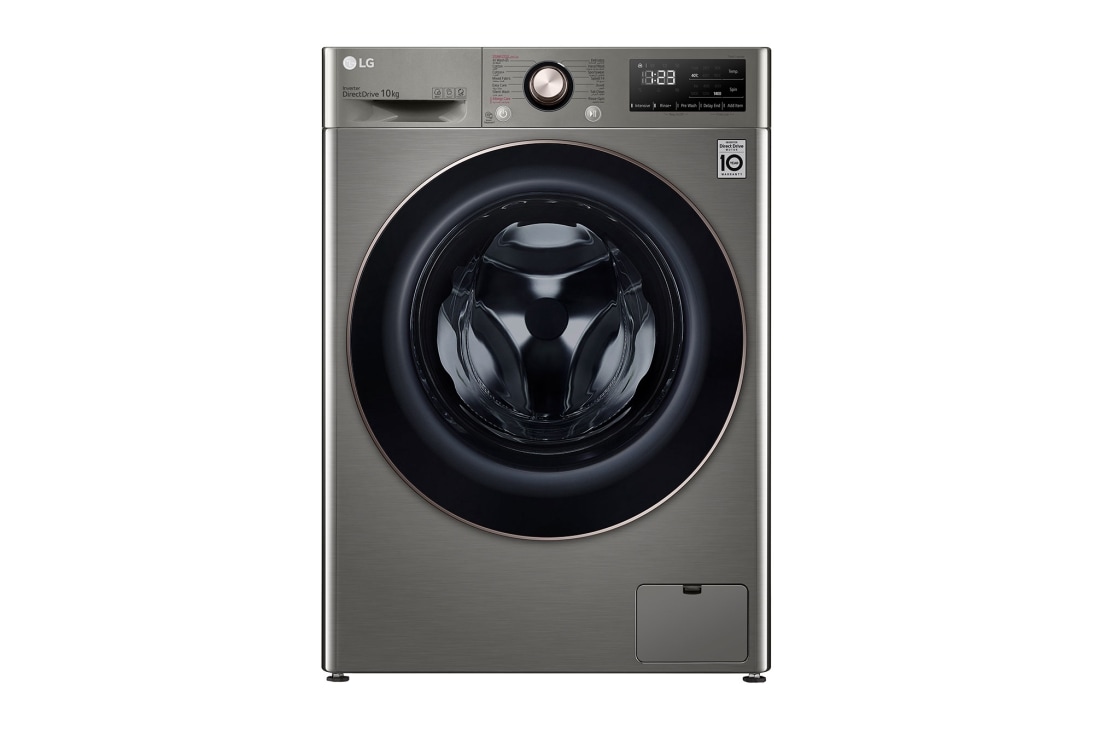 LG غسالة تعبئة أمامية بسعة 10 كغ , تقنية ,  ™Steam,لون سلفر, front view, WR3210PRG