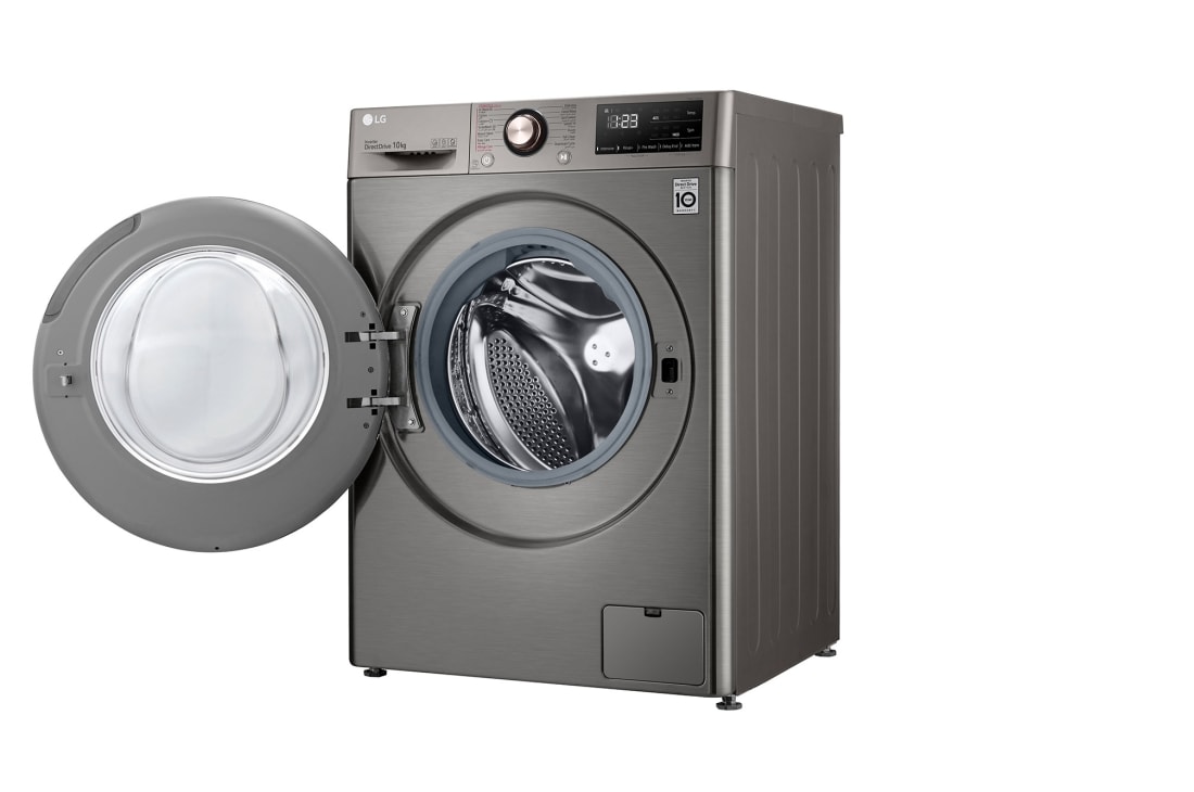 LG غسالة تعبئة أمامية بسعة 10 كغ , تقنية ,  ™Steam,لون سلفر, right side open, WR3210PRG, thumbnail 11