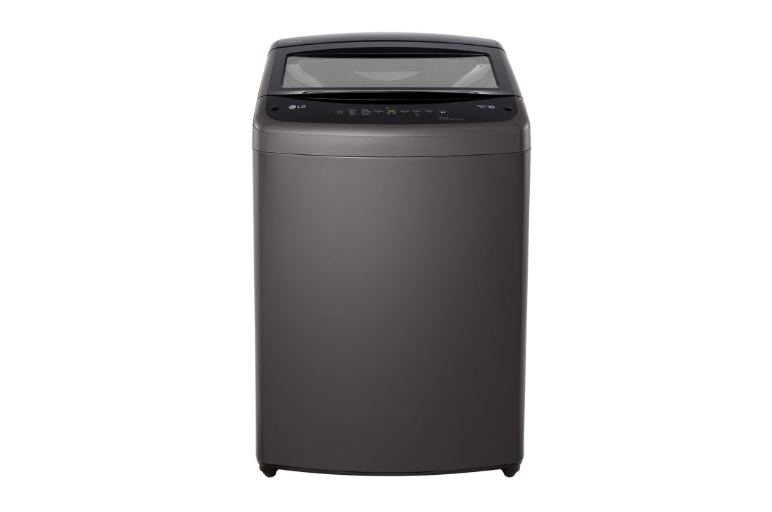 LG غسالة تحميل علوية بسعة 16 كغ ومحرك Smart Inverter، خاصية التشخيص الذكي، لون أسود, front view, T16V1NDHT7