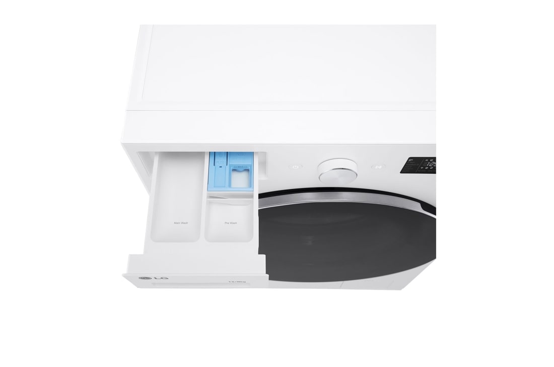 LG غسالة ونشافة ملابس بسعة 15 /8 كغ ومحرك الدفع المباشر، خاصية التشخيص الذكي، لون ابيض, wm, WDN1508WRP, thumbnail 6