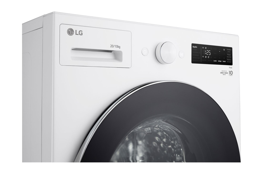 LG غسالة ونشافة ملابس بسعة 20/10 كغ ومحرك الدفع المباشر، خاصية التشخيص الذكي، لون أبيض لامع, Pannel view, WDN2010WRP, thumbnail 3