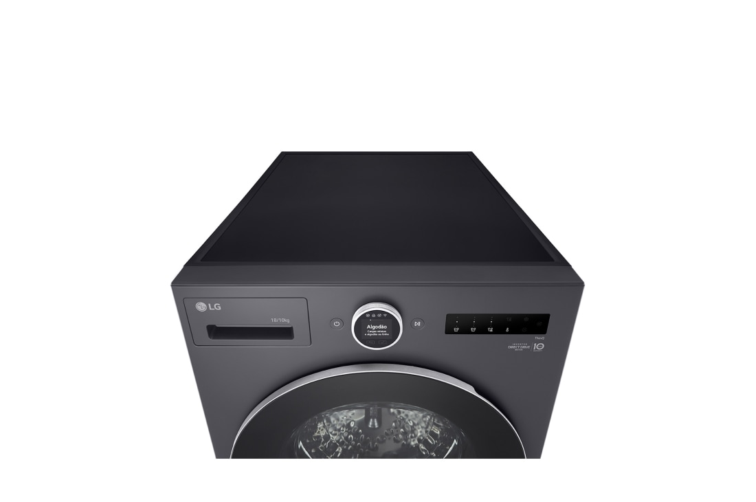 LG غسالة ونشافة ملابس بسعة 18/10 كغ ومحرك الدفع المباشر، خاصية التشخيص الذكي، لون رمادي غامق, top view, WDN1810GRP, thumbnail 8