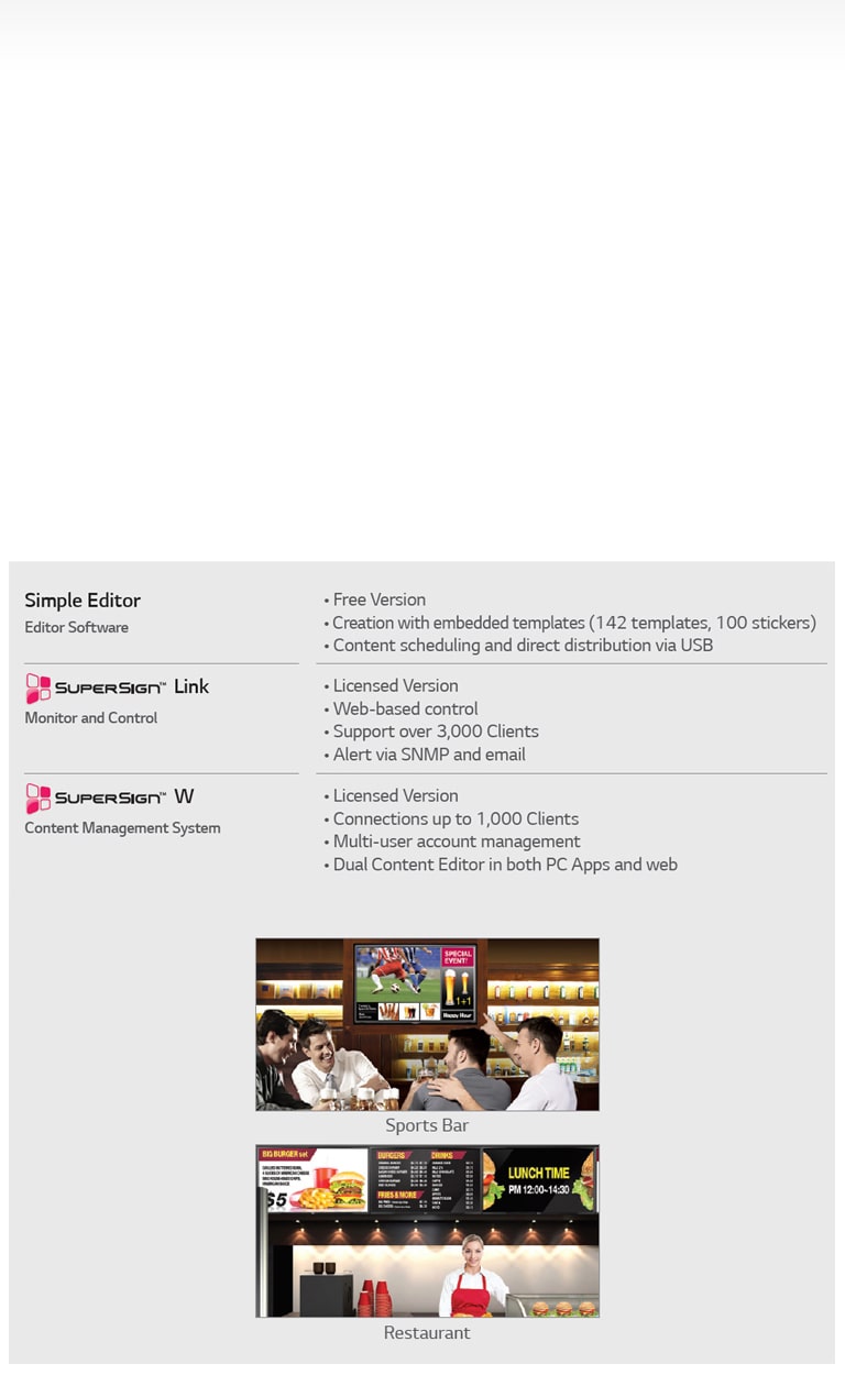 Compatible LG SW for Smart TV Signage<br>2