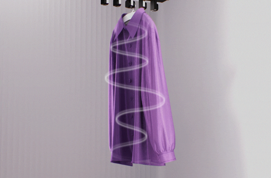 Video showcasing shirts in motion, featuring spreading movements