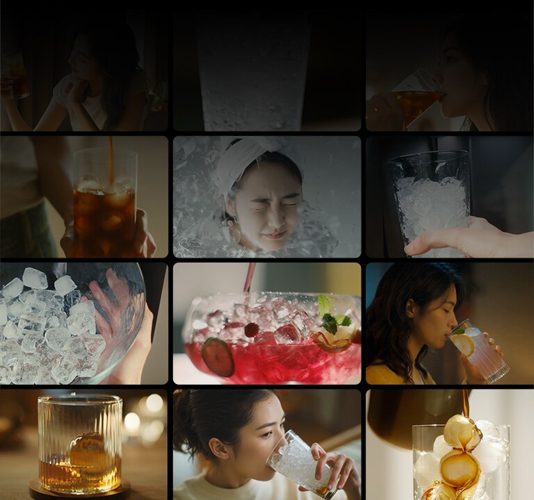 Various scenes showing different uses of ice.