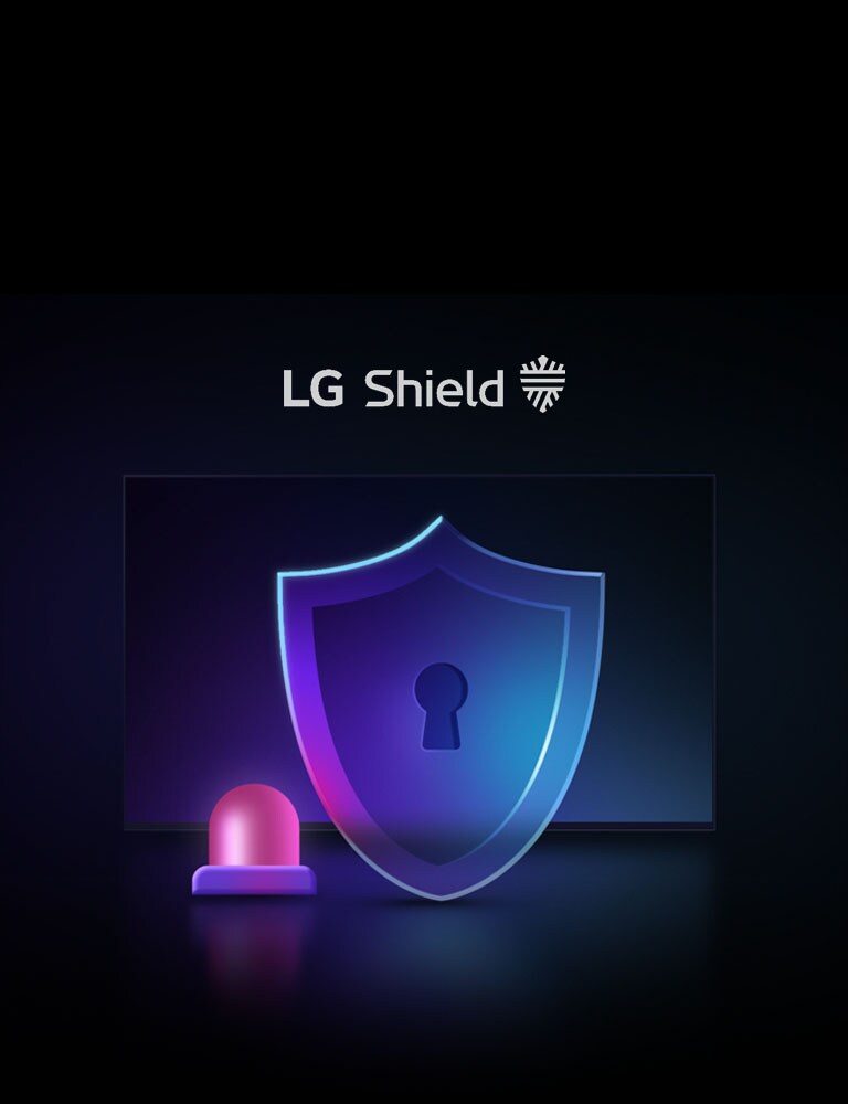 Shield icon with a keyhole beside a siren to highlight protection and security.
