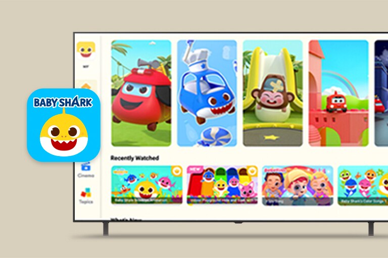 Pinkfong logo displayed in front of LG TV