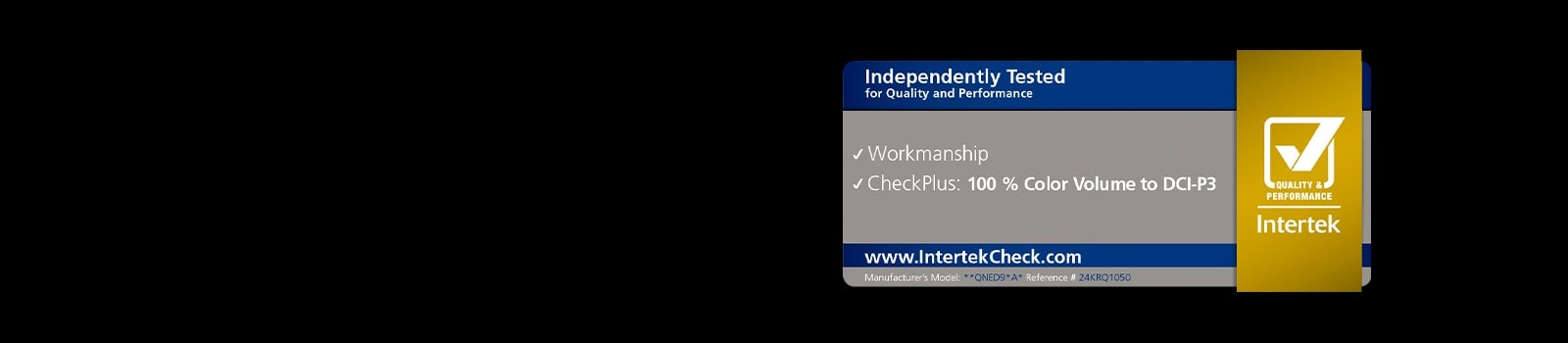 Intertrek certification for 100% Color Volume to DCI-P3.