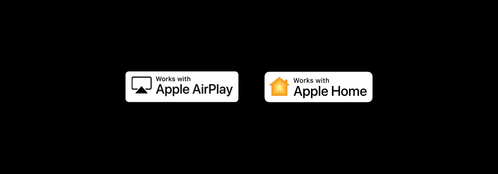 The logo of Apple Air Play The logo of works with Apple Home