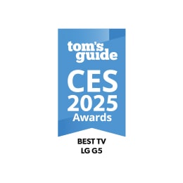 Tom's Guide 2025 CES Awards badge. Best TV, LG OLED G5.