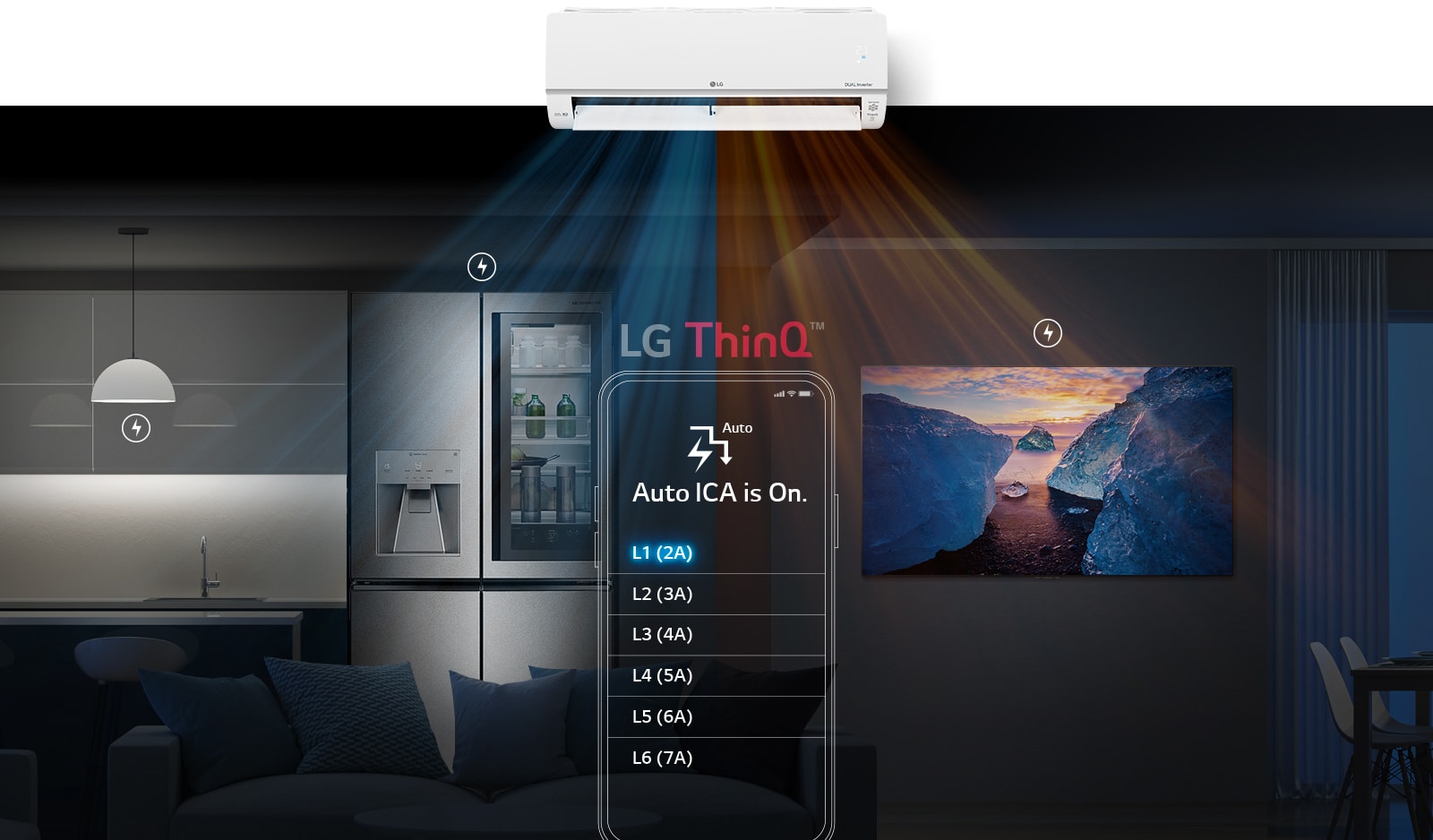 As the air conditioner winds out, all electronics in the house are electrified at the same time.