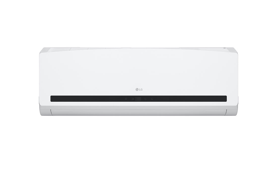 LG wall-mounted Air conditioner, Fast Cooling, Dual Sensing, Smart Operation, Anti Corrosion Gold Fin™, Auto Restart, LED Indication, front view, IQA12K