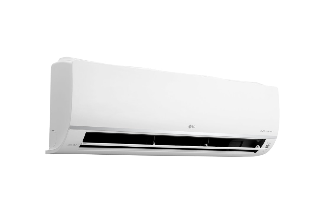 LG Dual Cool, 1.5 Ton Air Conditioner, Energy saving & Fast Cooling, Right side perspective view with half open vents, BMPN19T4W, thumbnail 5