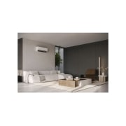 LG DUALCOOL AI 1.5 Ton Split Air Conditioner with Dual Inverter, Dual Vane, Soft Air , Ionizer , and Energy Saving&nbsp;, Modern living room with LG air conditioner on the wall, AIR-19T4W, thumbnail 8
