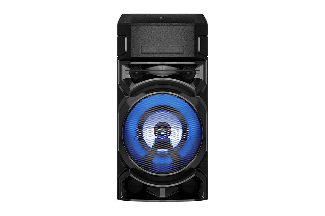 LG XBOOM ON5, DJ Audio System with Super Bass Boost, Party Strobe & DJ App, front view with blue lighting, ON5, thumbnail 2