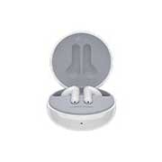 LG TONE Free HBS-FN6 Bluetooth® Wireless Stereo Earbuds (white), A 45 degrees angle of a cradle opened up and two earbuds inside it, HBS-FN6, thumbnail 4
